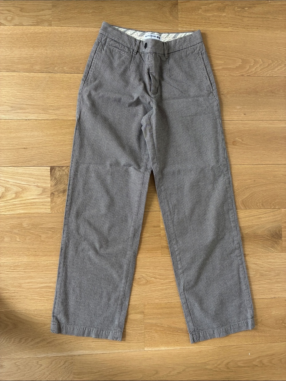 Uniqlo Straight Leg Houndstooth Beige Pants